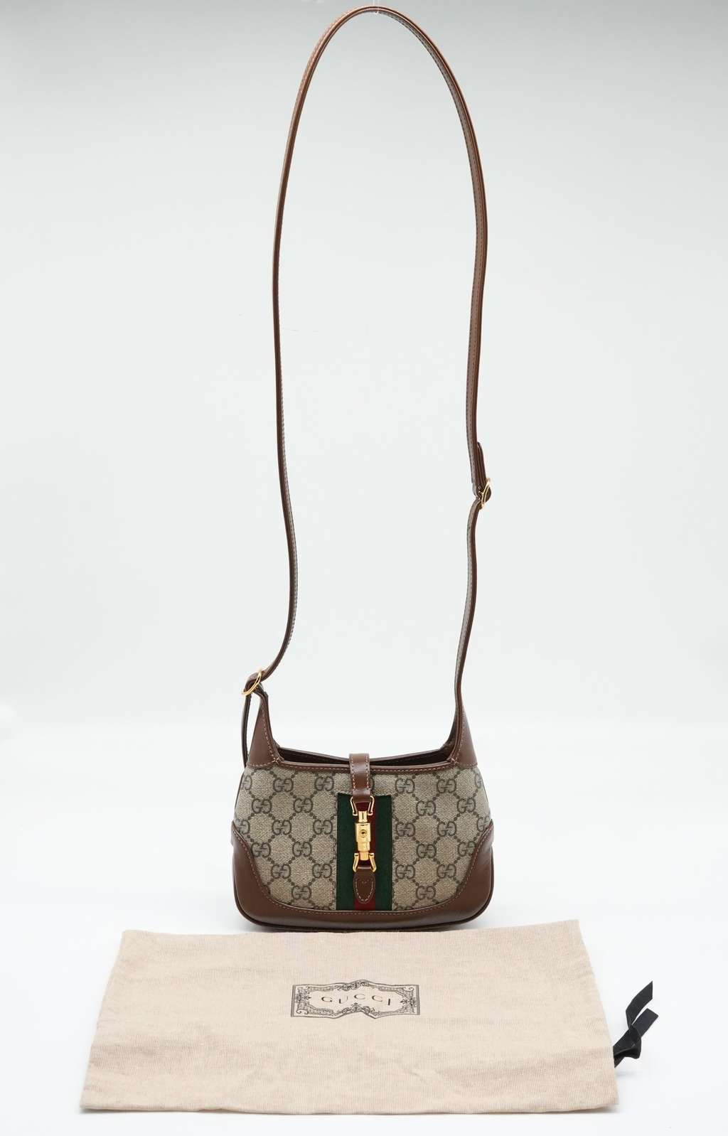 Gucci Jackie 1961 Mini Hobo Bageige Brown Canvas and Leather - Image 16