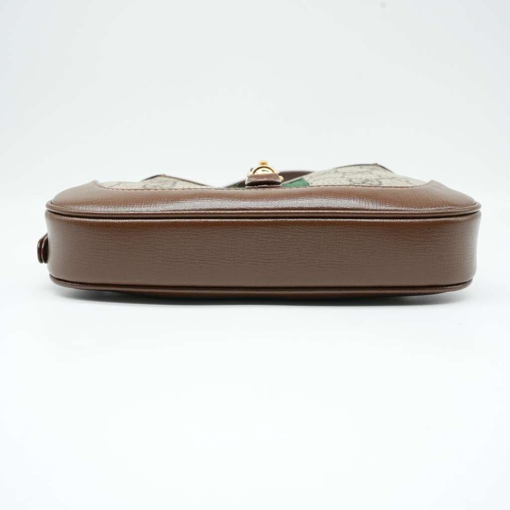 Gucci Jackie 1961 Mini Hobo Bageige Brown Canvas and Leather - Side view