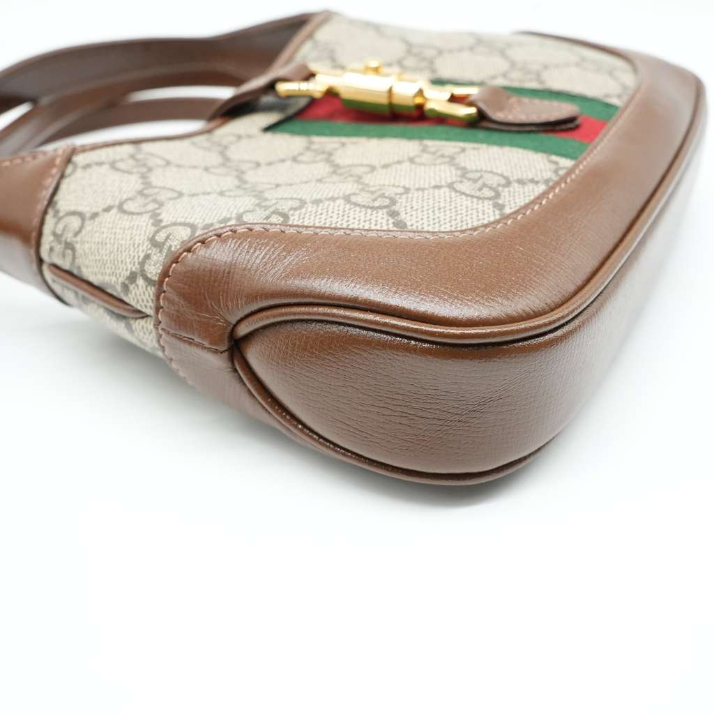 Gucci Jackie 1961 Mini Hobo Bageige Brown Canvas and Leather - Detail 1