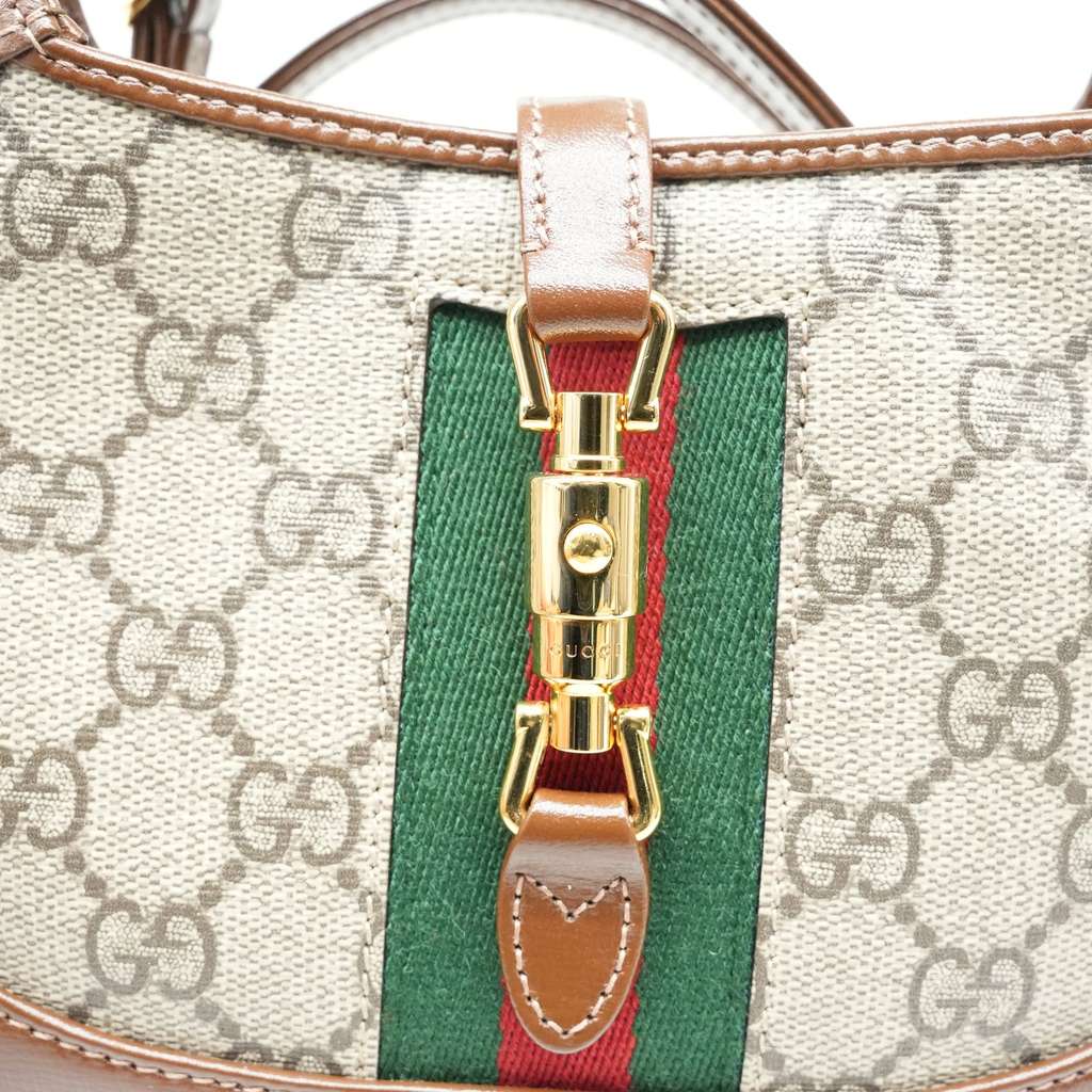 Gucci Jackie 1961 Mini Hobo Bageige Brown Canvas and Leather - Image 10