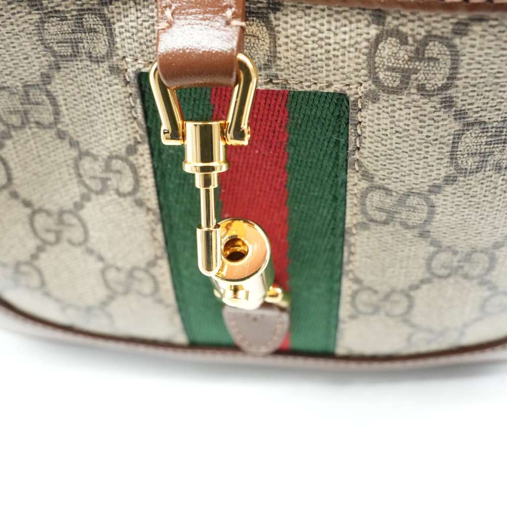 Gucci Jackie 1961 Mini Hobo Bageige Brown Canvas and Leather - Image 11