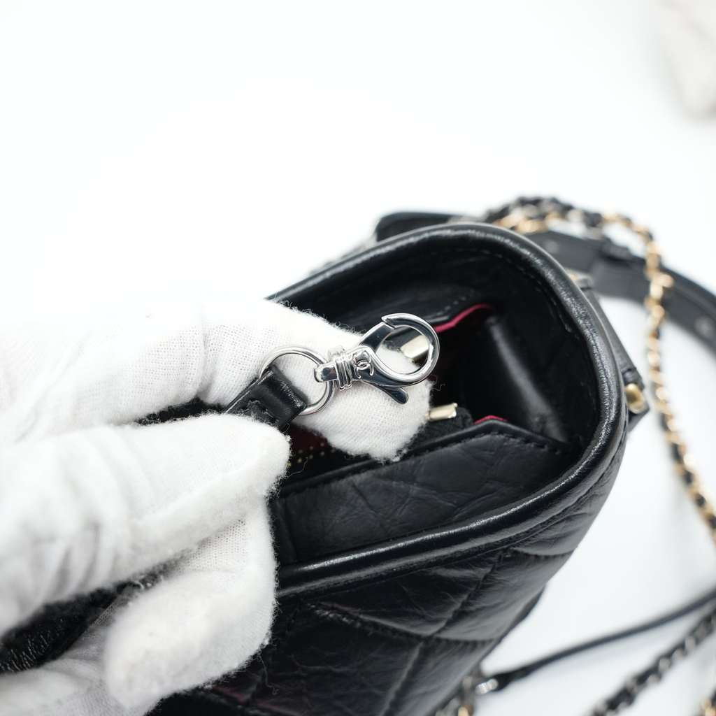 Chanel Aged Calfskin Quilted Small Gabrielle Hobo Black - Image 13