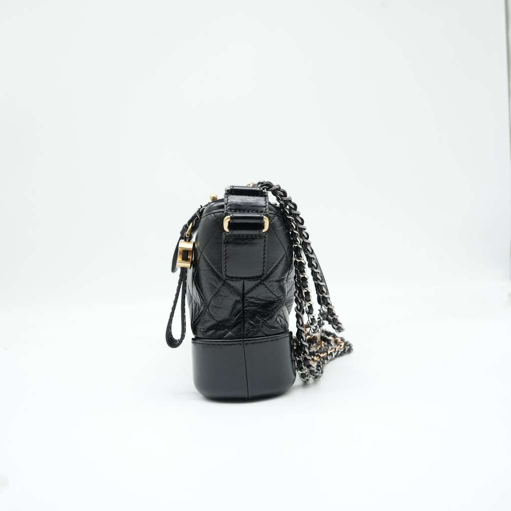 Chanel Aged Calfskin Quilted Small Gabrielle Hobo Black - Image 6