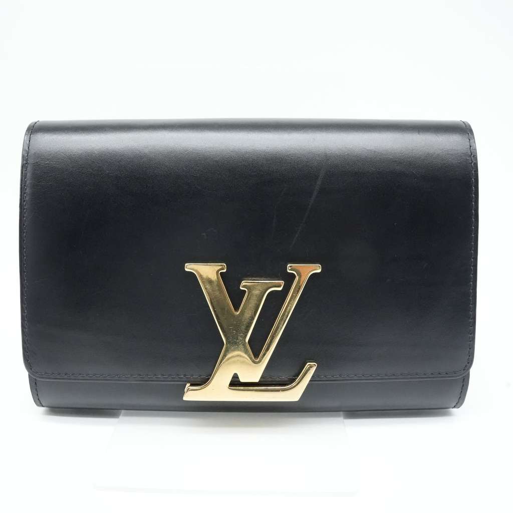 Louis Vuitton Black Leather Louise Chain Clutch - Back view