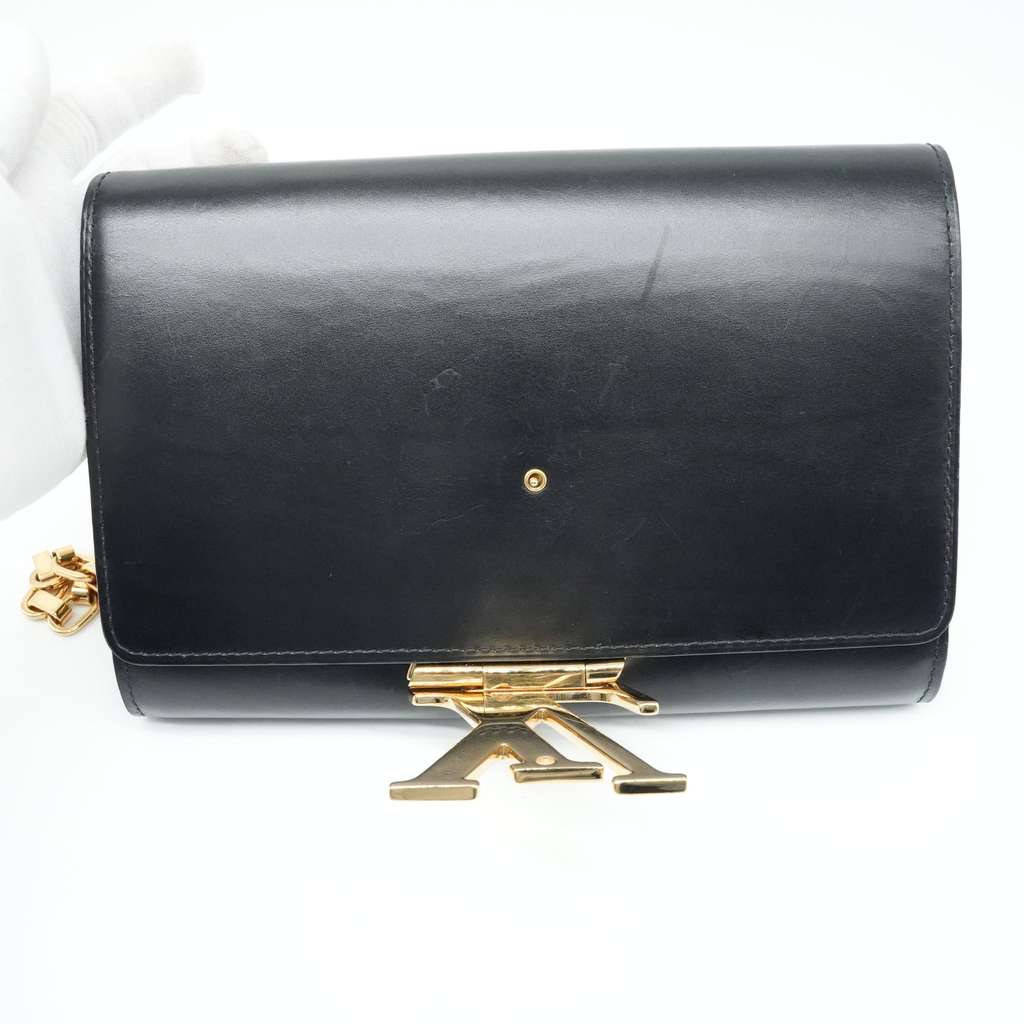 Louis Vuitton Black Leather Louise Chain Clutch - Image 13