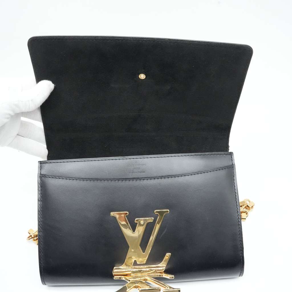 Louis Vuitton Black Leather Louise Chain Clutch - Image 14