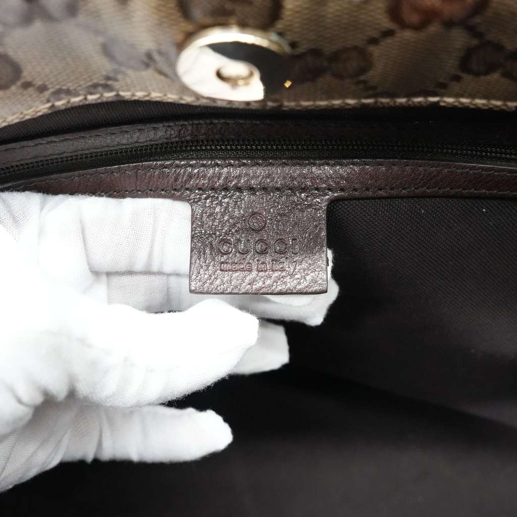 Gucci GG Crystal Tote Bag Coated Canvas Beige Brown Gold (207292) - Image 13