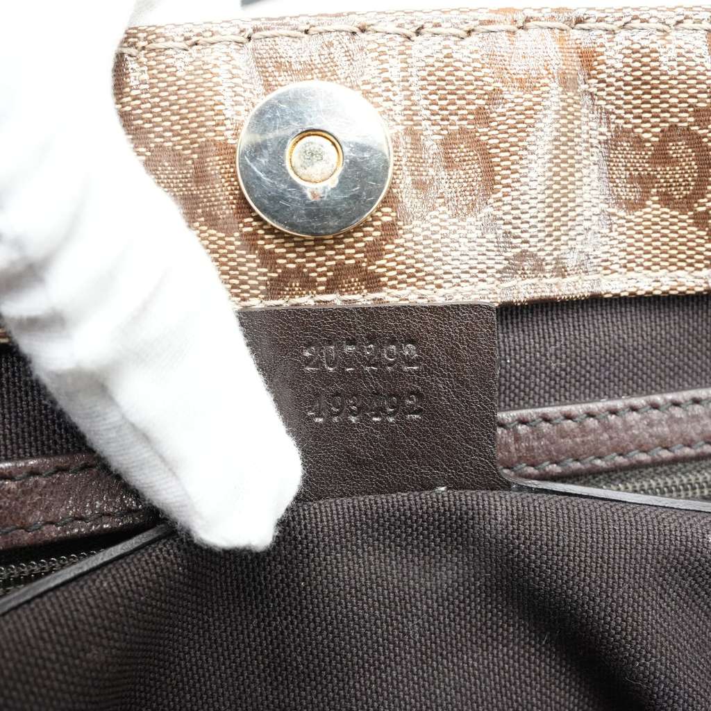 Gucci GG Crystal Tote Bag Coated Canvas Beige Brown Gold (207292) - Image 16