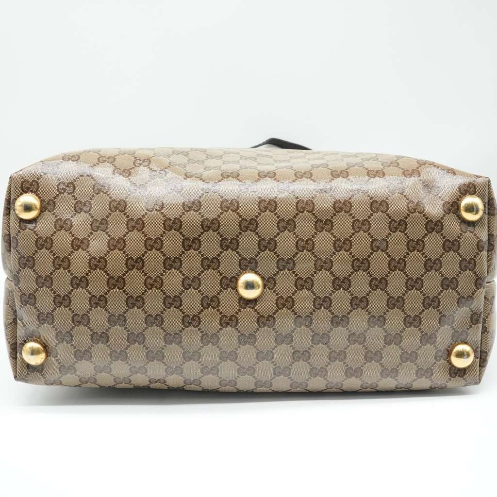 Gucci GG Crystal Tote Bag Coated Canvas Beige Brown Gold (207292) - Side view