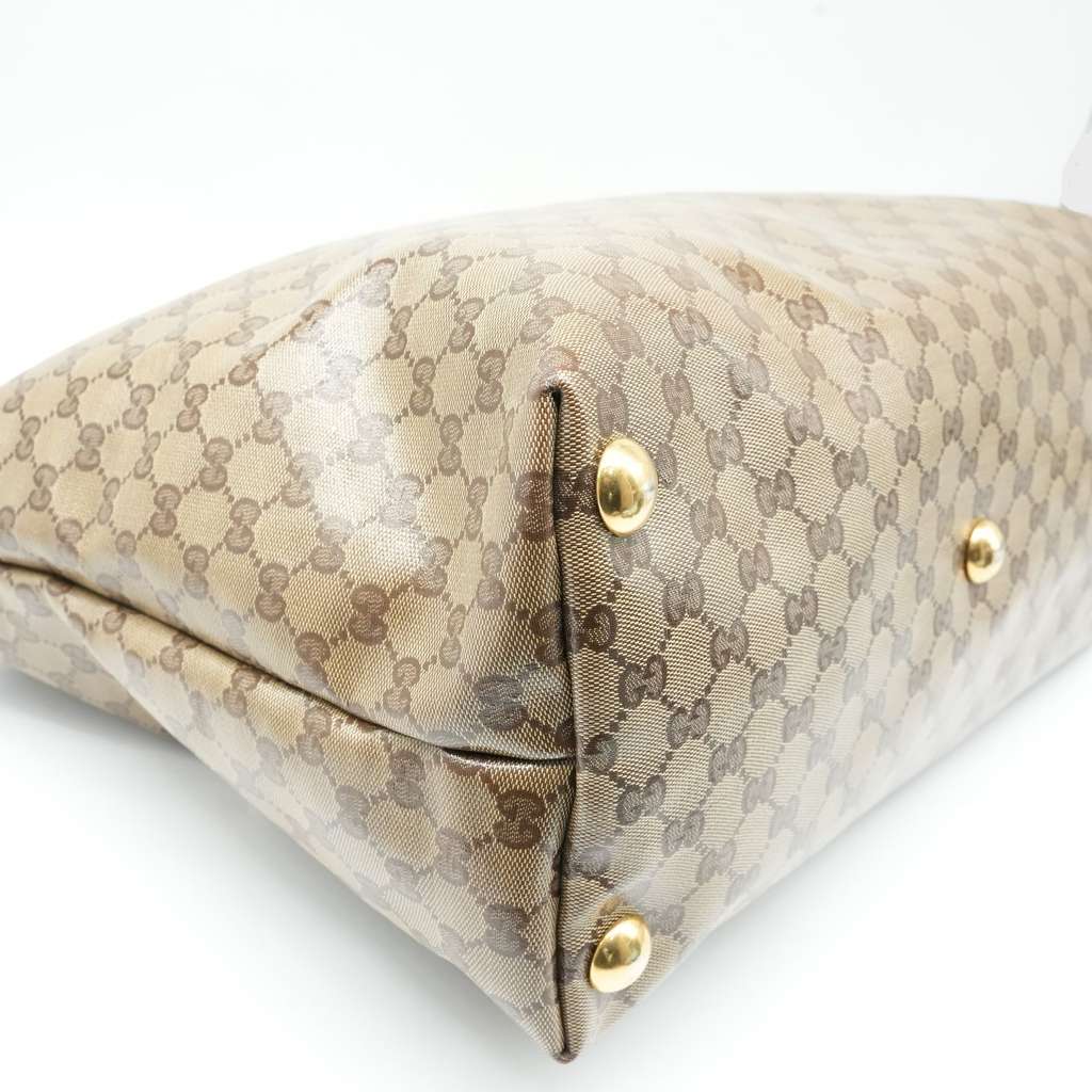 Gucci GG Crystal Tote Bag Coated Canvas Beige Brown Gold (207292) - Detail 1