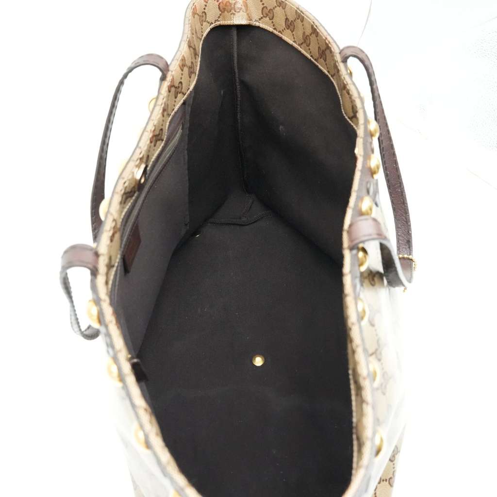 Gucci GG Crystal Tote Bag Coated Canvas Beige Brown Gold (207292) - Image 11