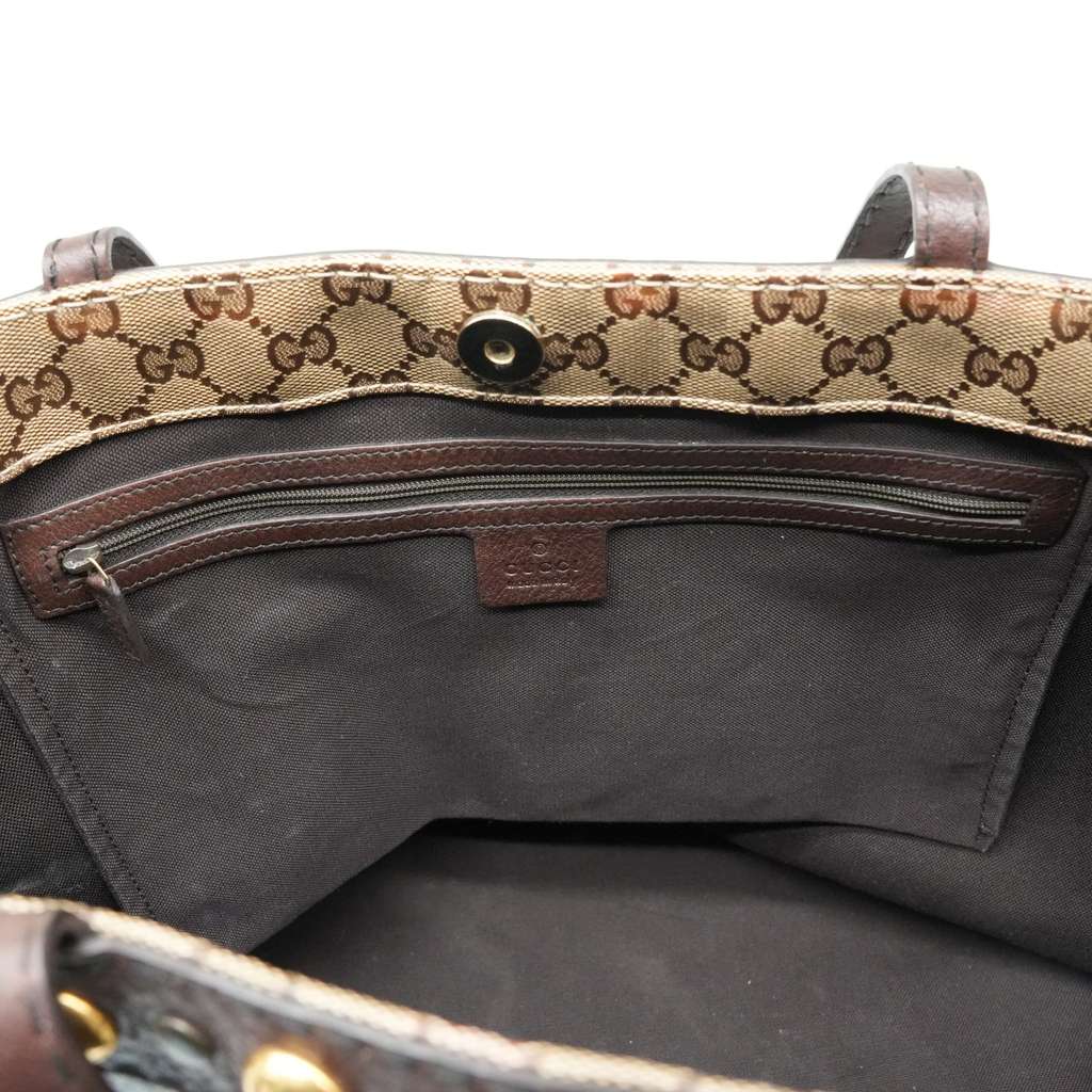 Gucci GG Crystal Tote Bag Coated Canvas Beige Brown Gold (207292) - Image 12