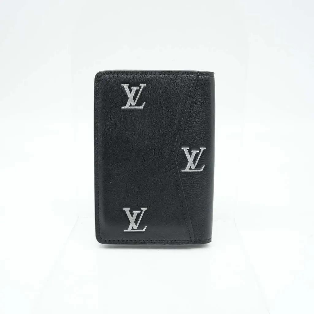 Louis Vuitton Blason Organizer de Poche Card Case Calfskin Black Pharrell Williams Limited Black Leather Good - Back View