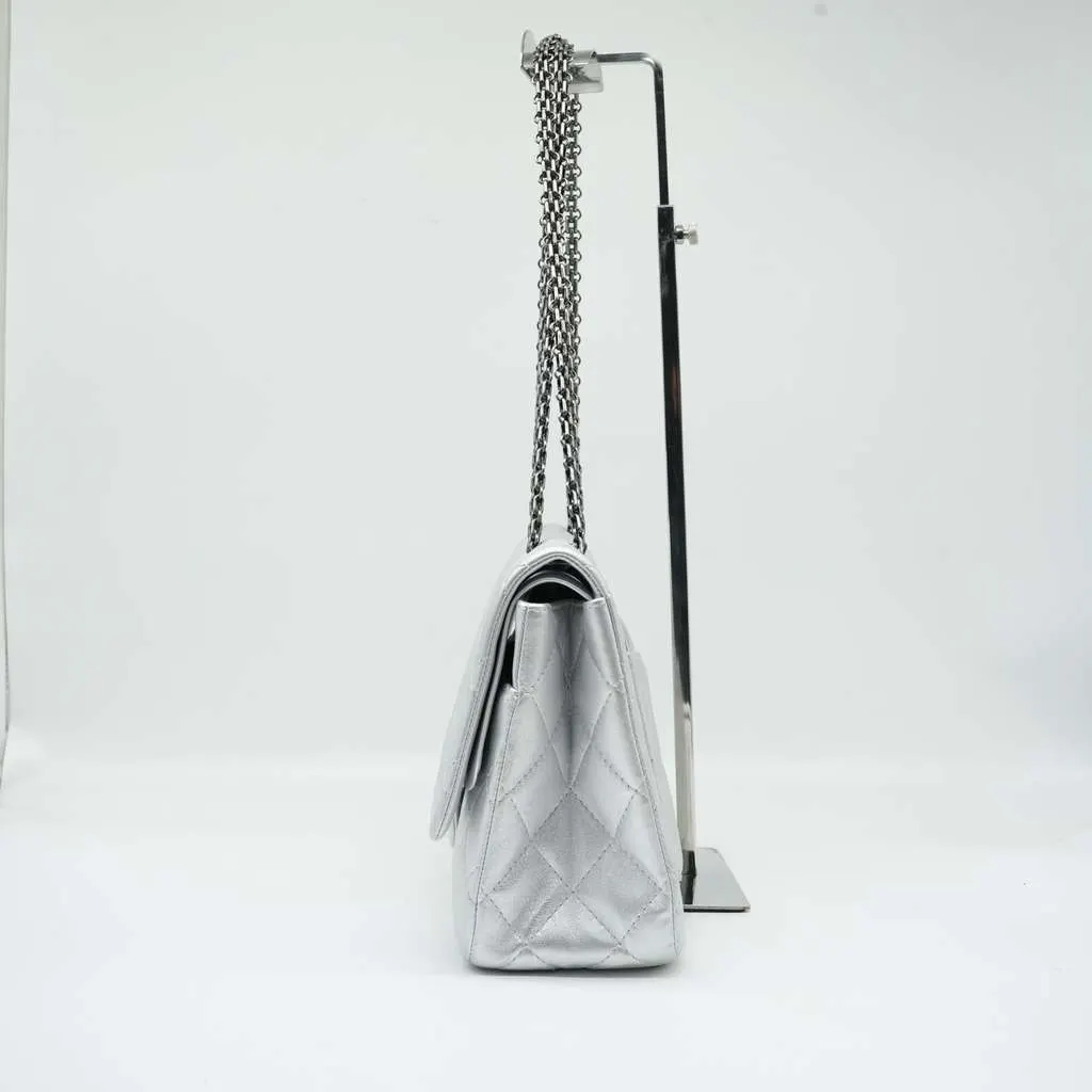 Chanel 30 2.55 Palladium HW Silver Bag 19288481 Silver Leather Good - Back View