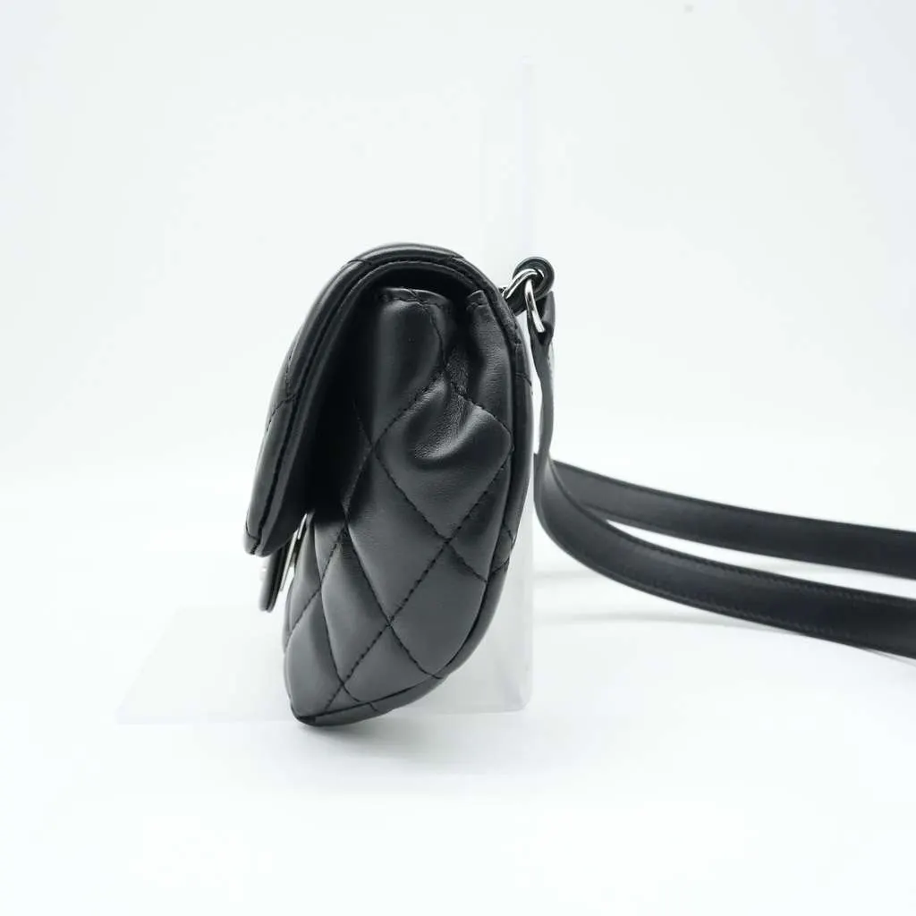 Chanel CC Uniform Flap Belt Bag Calfskin Quilted Black Black Leather Good - Model View