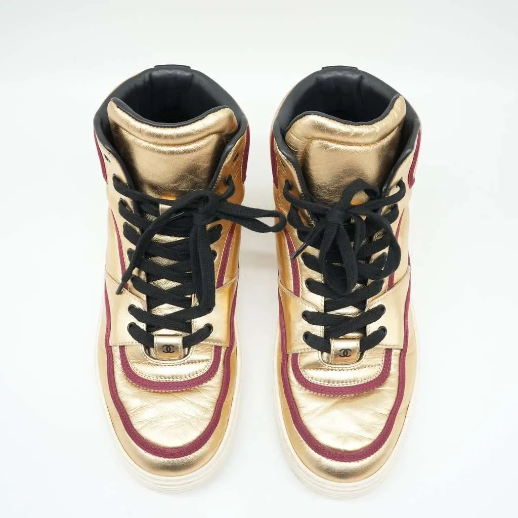 Chanel Ankle Strap Leather Trainers Gold Size 41 Gold Leather Good - Back View