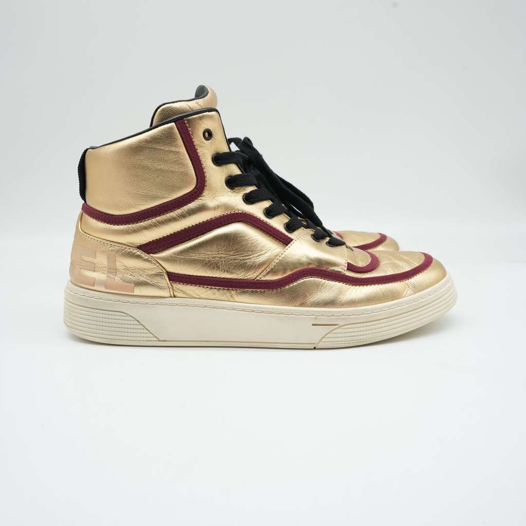 Chanel Ankle Strap Leather Trainers Gold Size 41 - Image 6