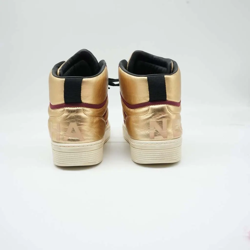 Chanel Ankle Strap Leather Trainers Gold Size 41 Gold Leather Good - Model View