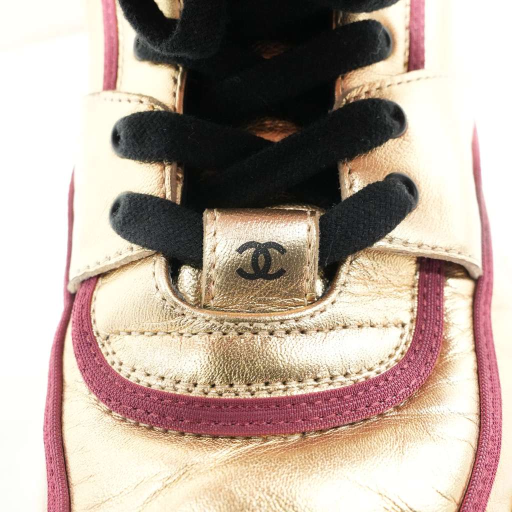 Chanel Ankle Strap Leather Trainers Gold Size 41 - Detail 1