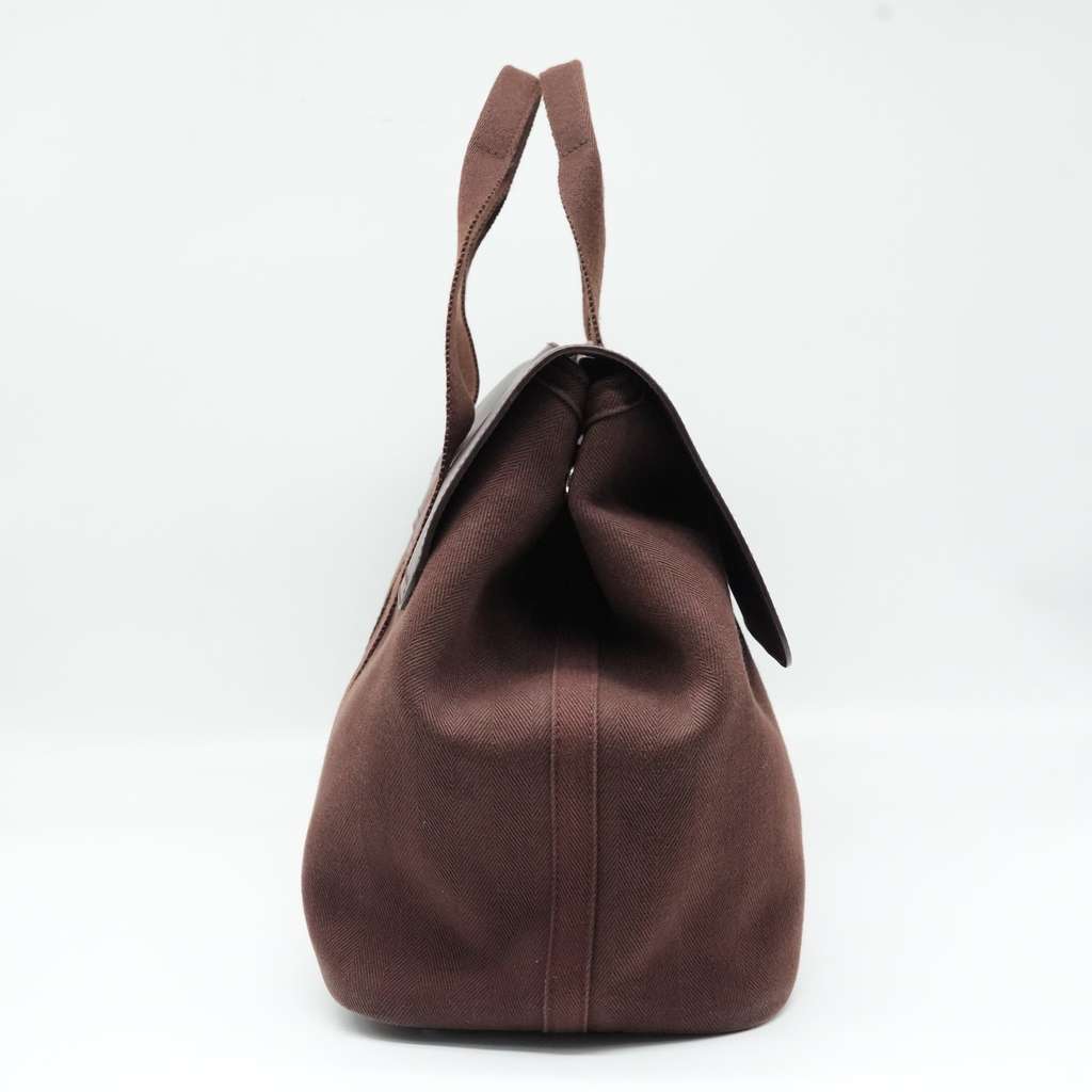 Hermès Valparaiso Leather Handbag Brown Leather Brown Canvas - 4