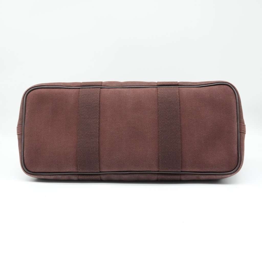 Hermès Valparaiso Leather Handbag Brown Leather Brown Canvas - Side view