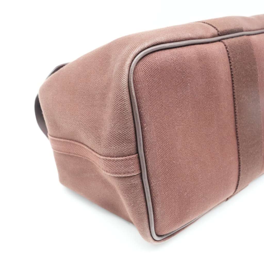 Hermès Valparaiso Leather Handbag Brown Leather Brown Canvas - Detail 1