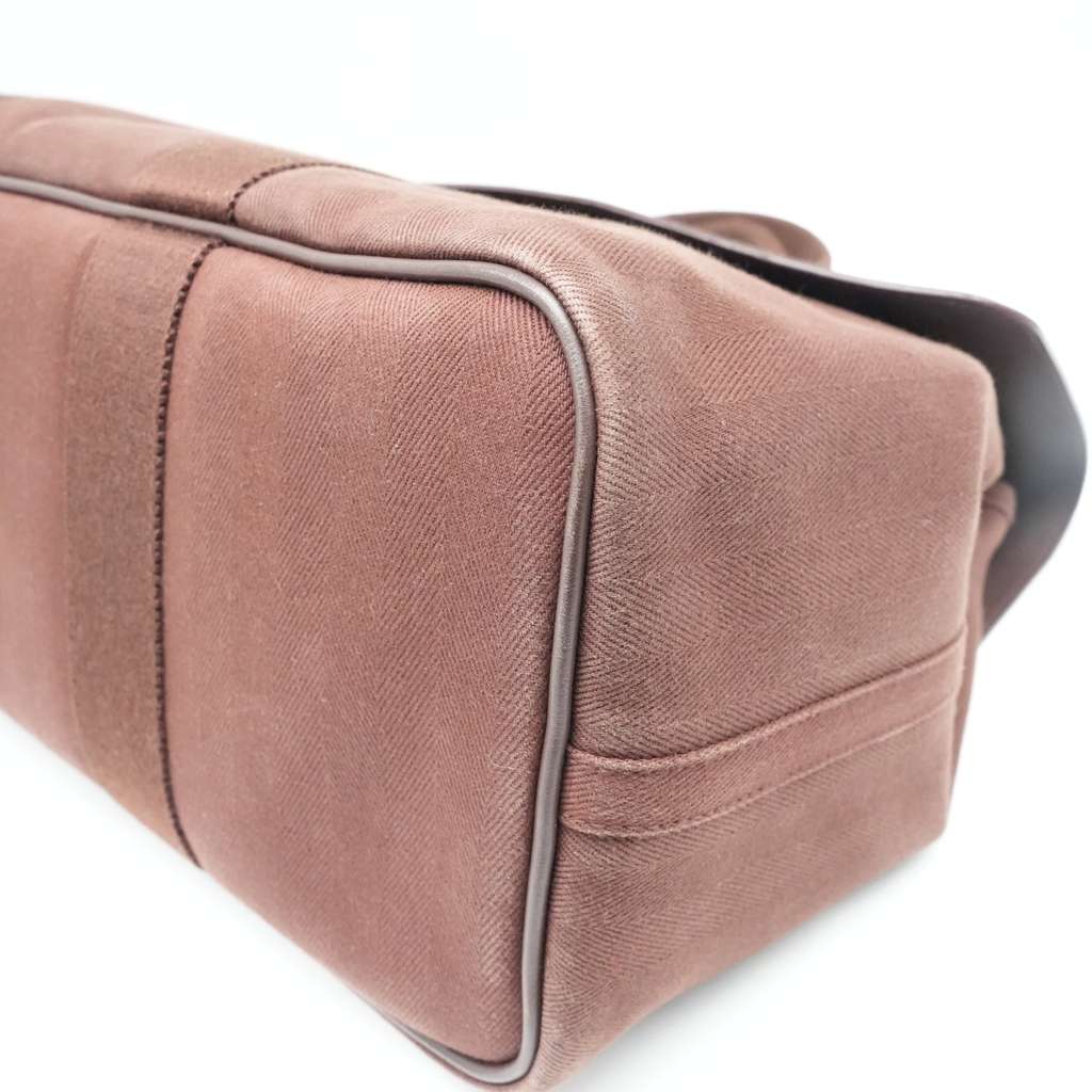 Hermès Valparaiso Leather Handbag Brown Leather Brown Canvas - Detail 2