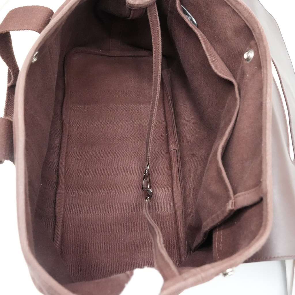 Hermès Valparaiso Leather Handbag Brown Leather Brown Canvas - Image 10