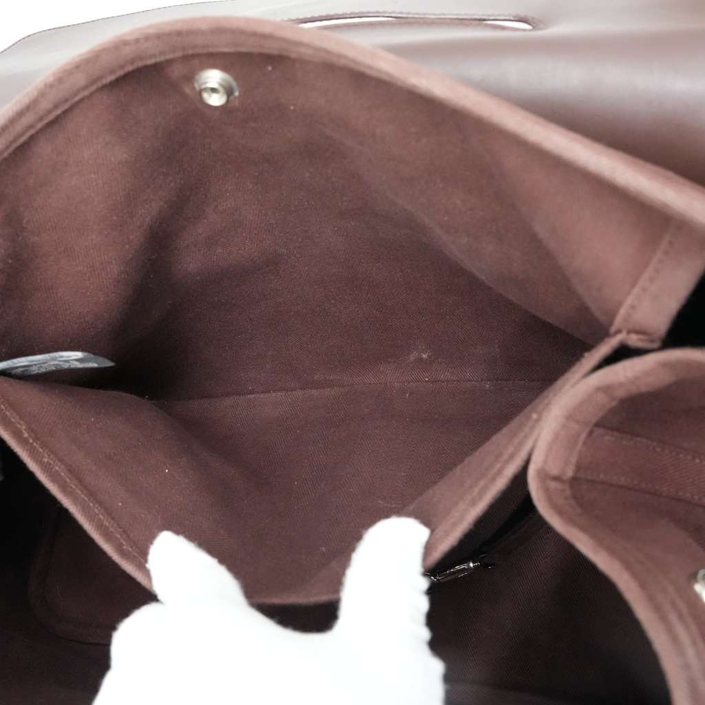 Hermès Valparaiso Leather Handbag Brown Leather Brown Canvas - Image 11