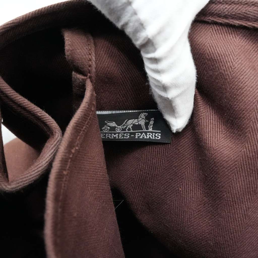 Hermès Valparaiso Leather Handbag Brown Leather Brown Canvas - Image 12