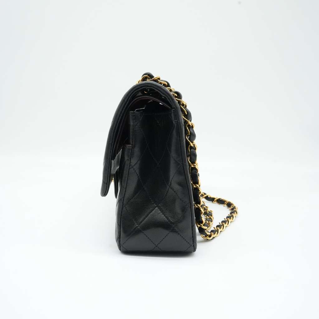 Chanel Classic Double Flap Medium 25 in Black Lambskin Leather and Gold Hardware - Back view