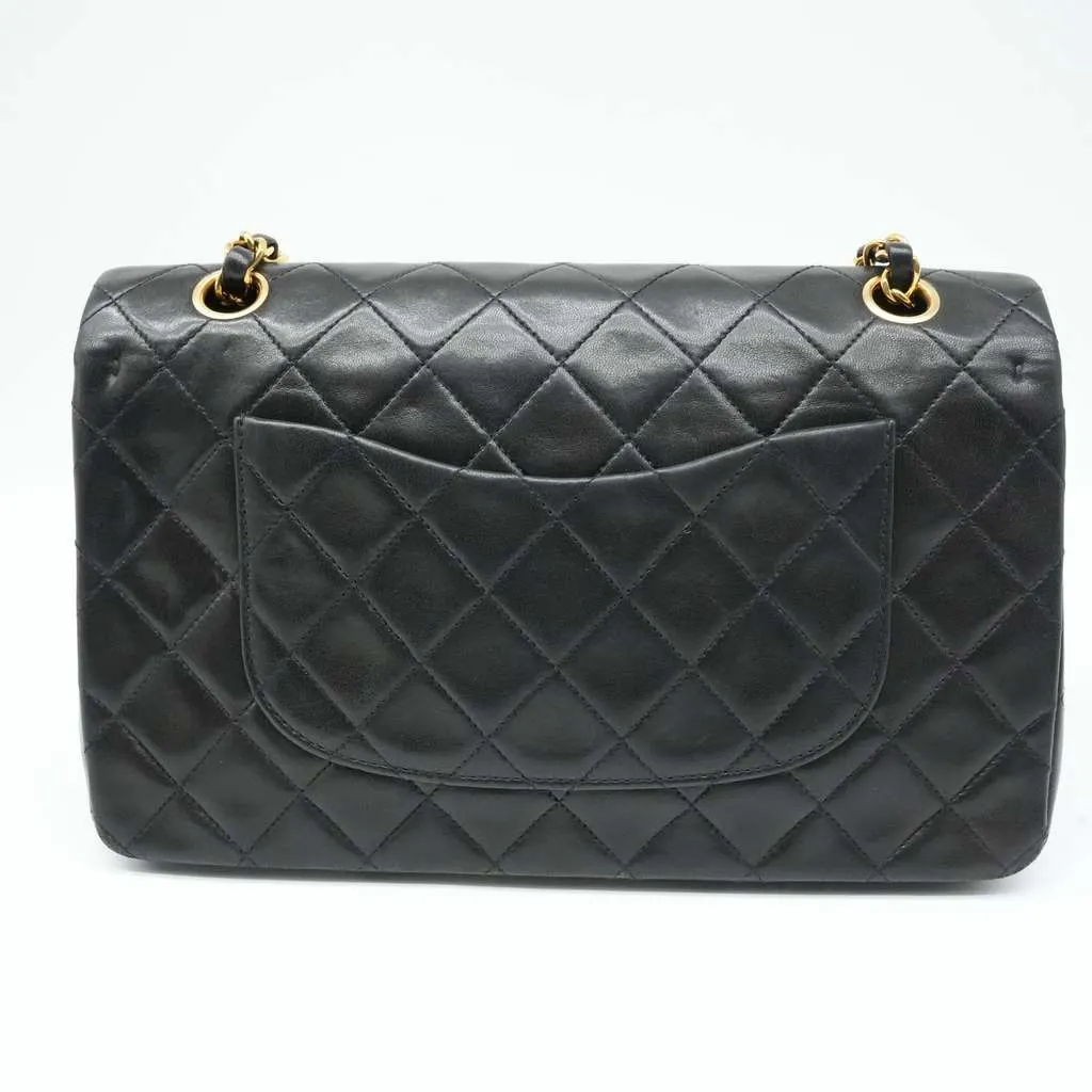 Chanel Classic Double Flap Medium 25 in Black Lambskin Leather and Gold Hardware Black Leather Good - Inside View