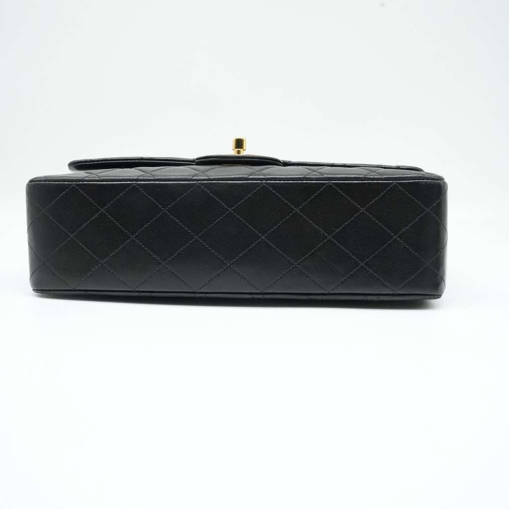 Chanel Classic Double Flap Medium 25 in Black Lambskin Leather and Gold Hardware - Side view