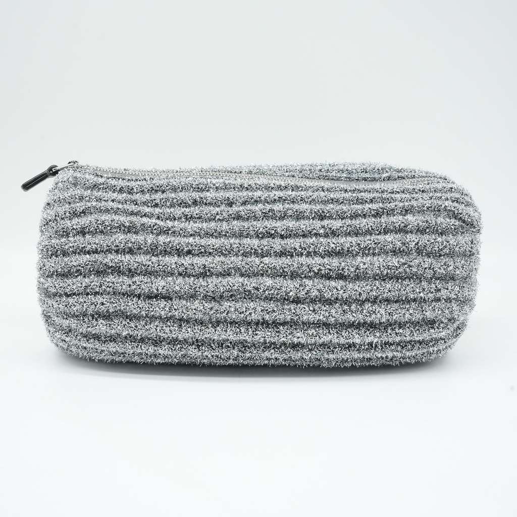 Loewe Bracelet Pouch Shoulder Bag Lurex Pleated Metallic Silver - Image 6