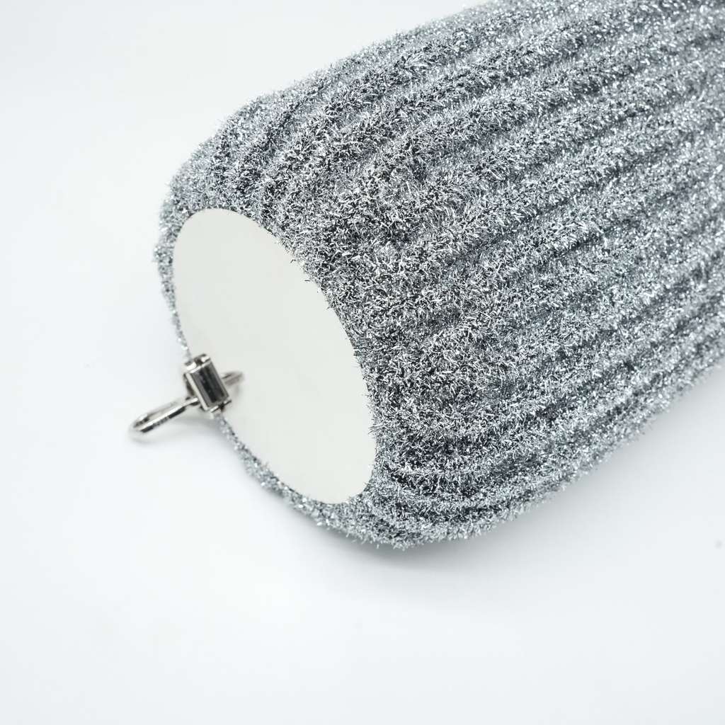 Loewe Bracelet Pouch Shoulder Bag Lurex Pleated Metallic Silver - Side view