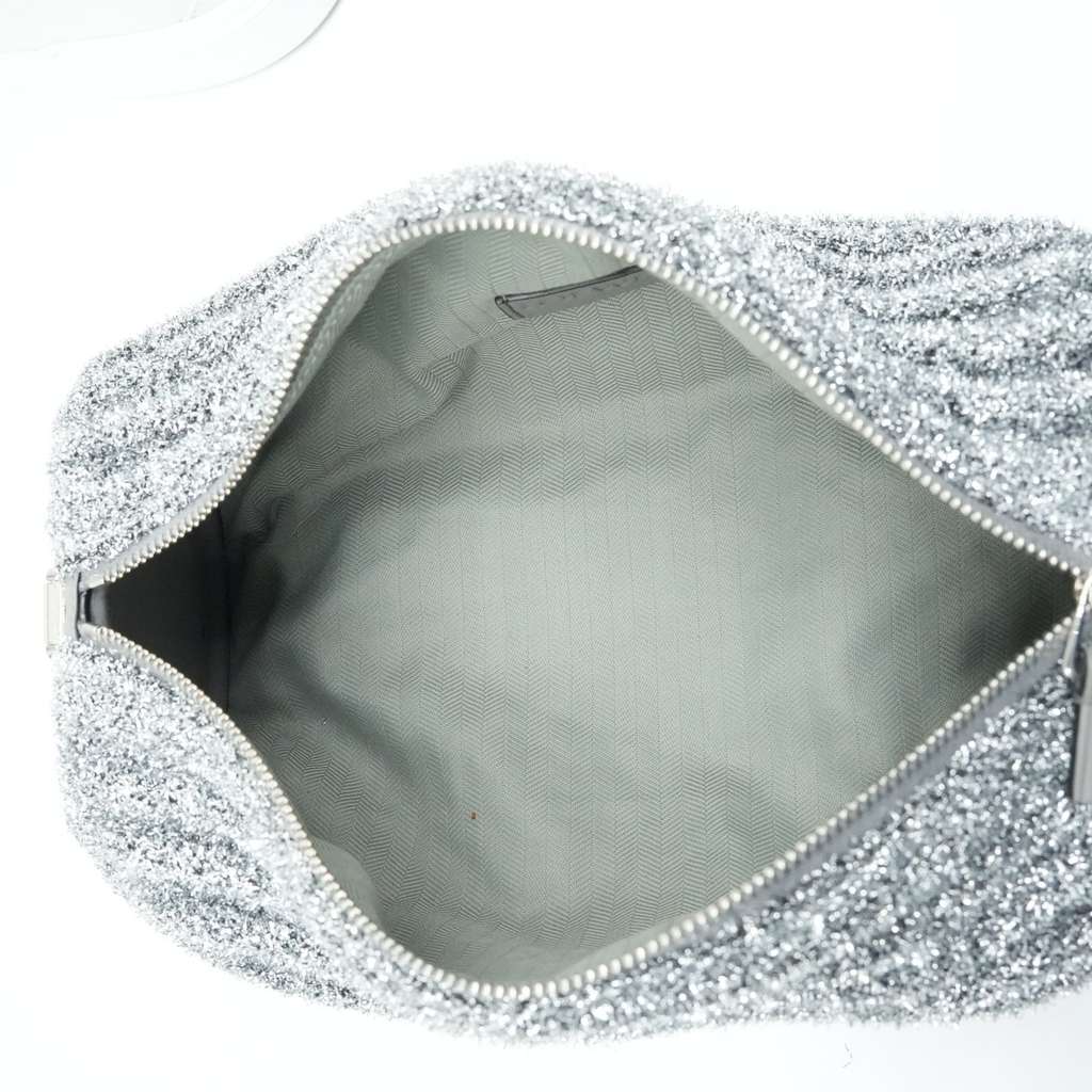 Loewe Bracelet Pouch Shoulder Bag Lurex Pleated Metallic Silver - Detail 2