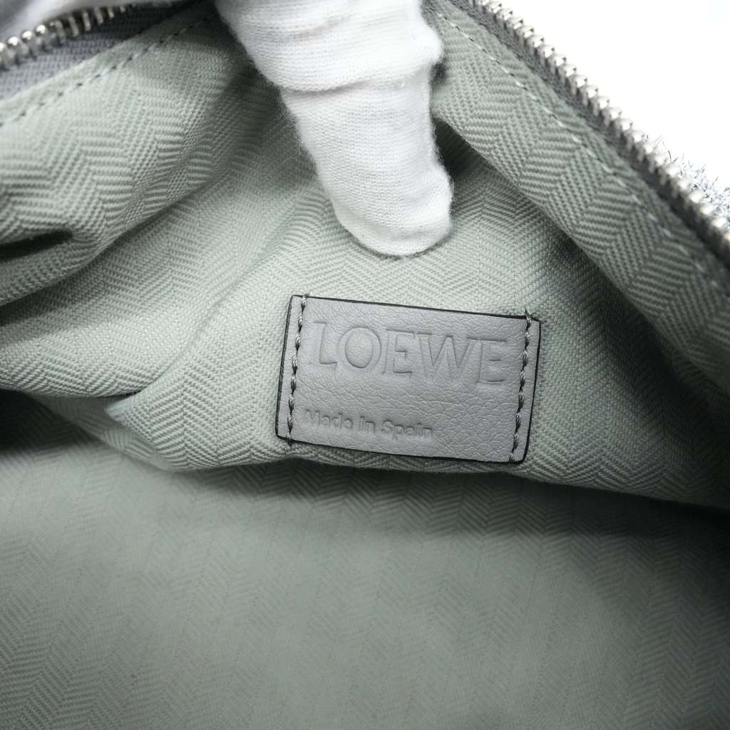 Loewe Bracelet Pouch Shoulder Bag Lurex Pleated Metallic Silver - Image 10