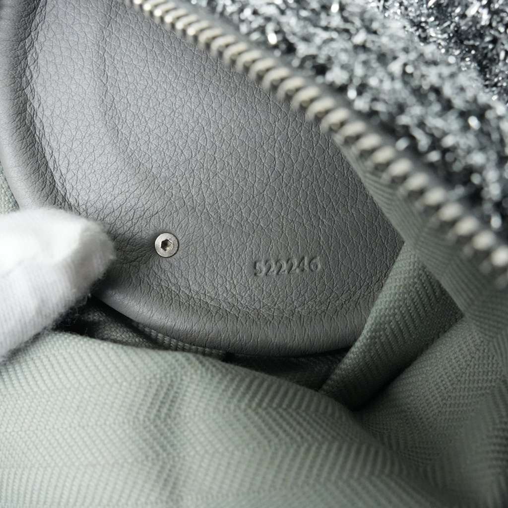 Loewe Bracelet Pouch Shoulder Bag Lurex Pleated Metallic Silver - Image 11