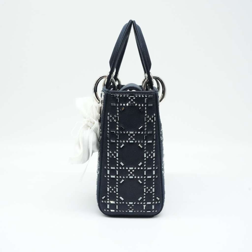 Dior Mini Lady Dior Bag Black Strass Cannage Satin M0500PRTC_M911 - Back view