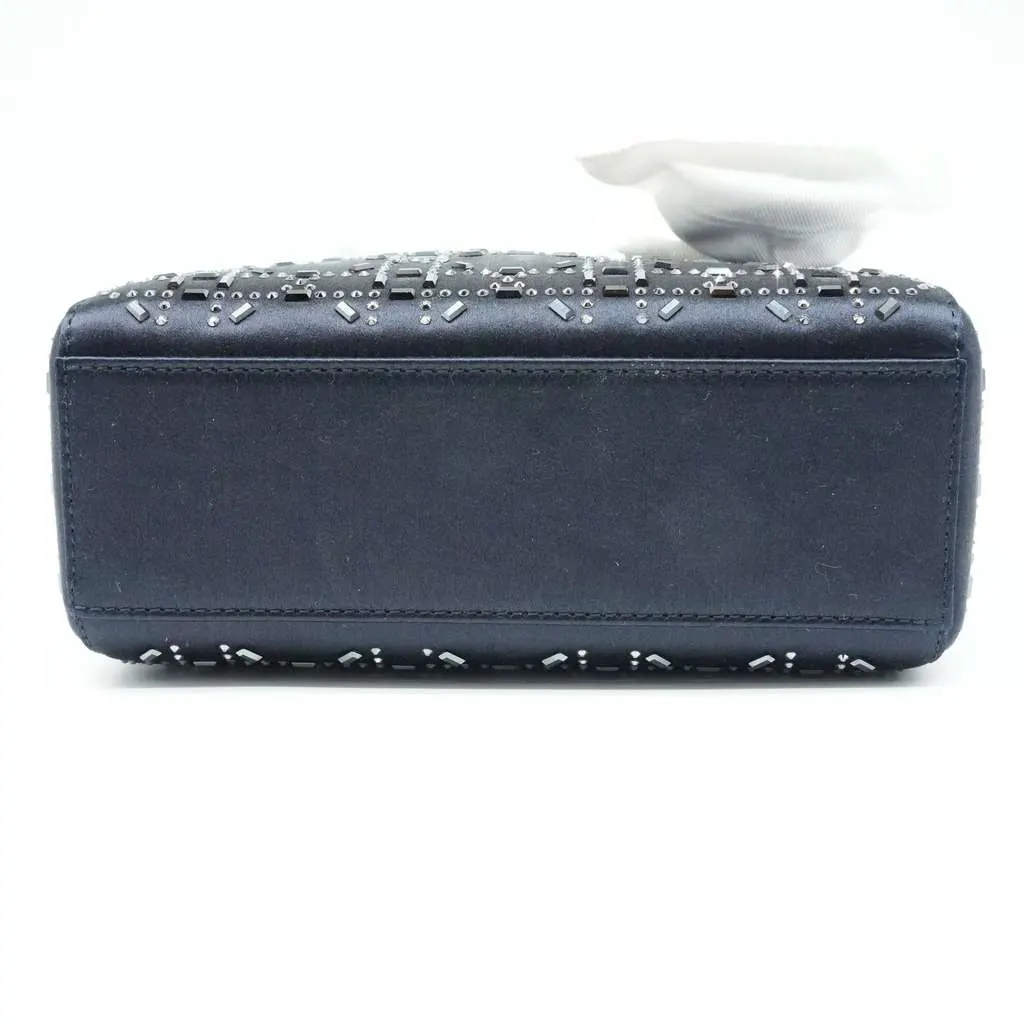 Dior Mini Lady Dior Bag Black Strass Cannage Satin M0500PRTC_M911 Black Leather Good - Box View