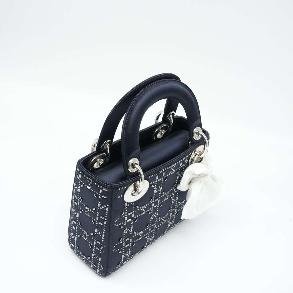 Dior Mini Lady Dior Bag Black Strass Cannage Satin M0500PRTC_M911 - Image 11