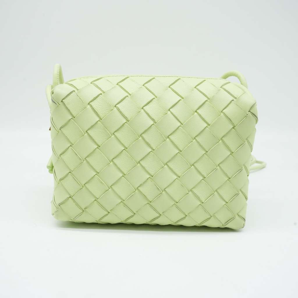 Bottega Veneta Mini Loop Camera Crossbody Bag Travertine Intrecciato Leather 723547V1G112916 - Back view