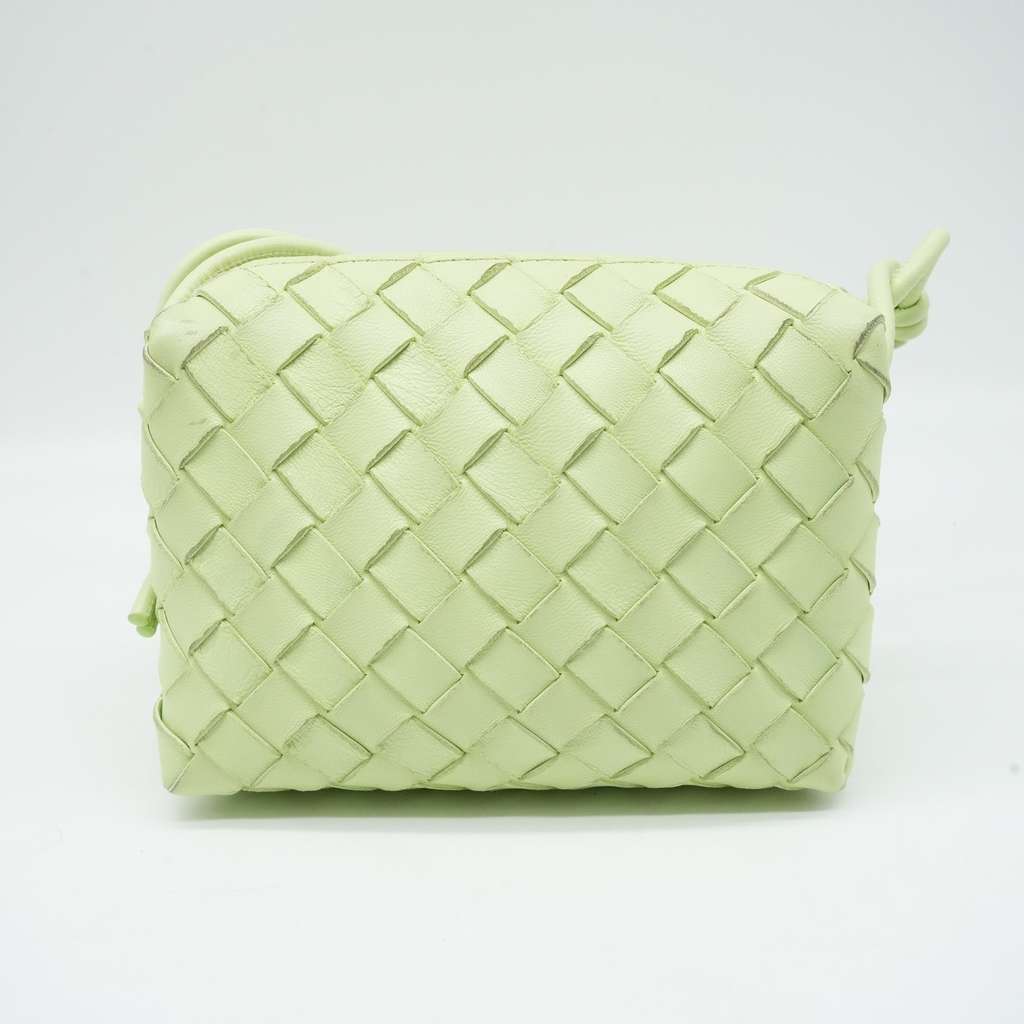 Bottega Veneta Mini Loop Camera Crossbody Bag Travertine Intrecciato Leather 723547V1G112916 - Side view