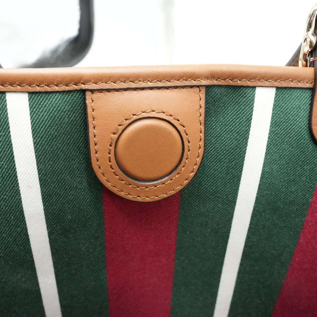 Gucci GG Emblem Large Tote Bag Variation Beige And Dark Brown Fabric - Image 13
