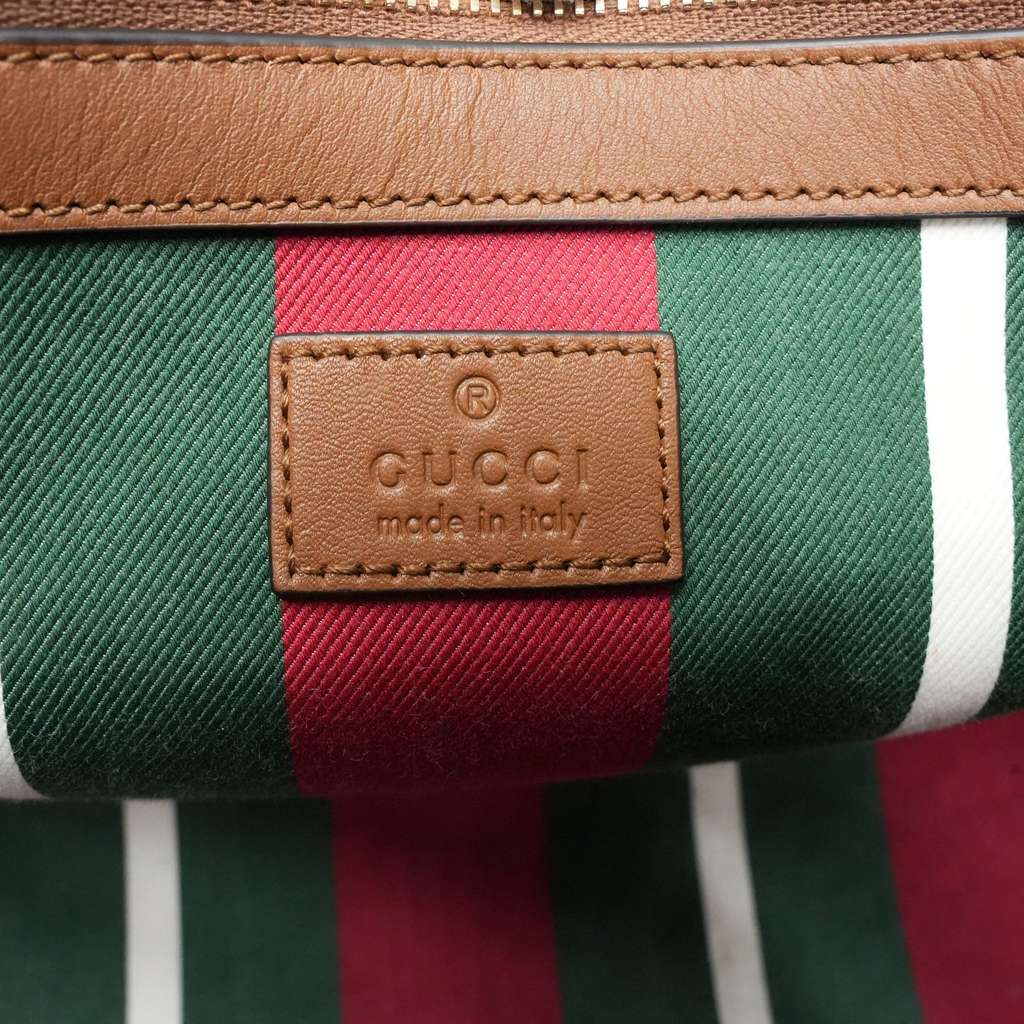 Gucci GG Emblem Large Tote Bag Variation Beige And Dark Brown Fabric - Image 11