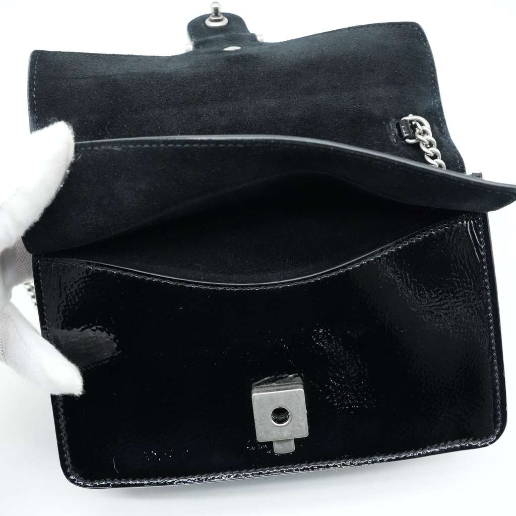Gucci Super Mini Dionysus Bag in Patent Leather Black - Image 13