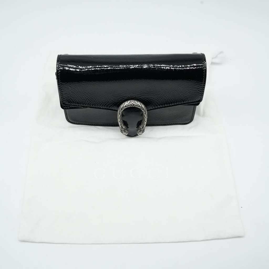 Gucci Super Mini Dionysus Bag in Patent Leather Black - Image 17