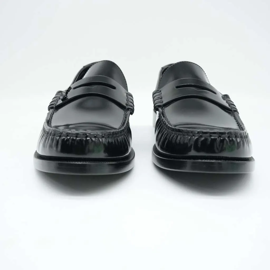 Saint Laurent Penny Loafers Black Leather Size 39.5 Black Leather Good - Back View