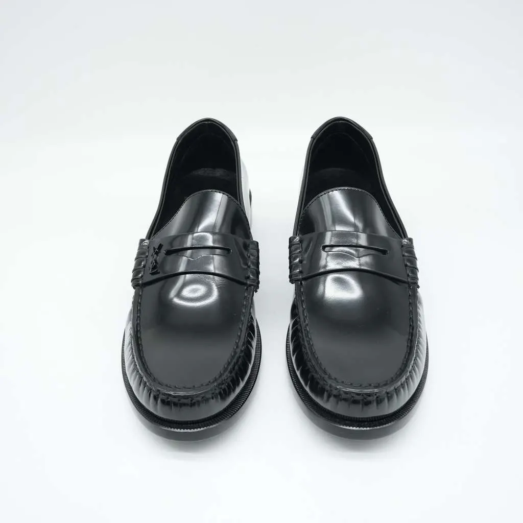 Saint Laurent Penny Loafers Black Leather Size 39.5 Black Leather Good - Inside View