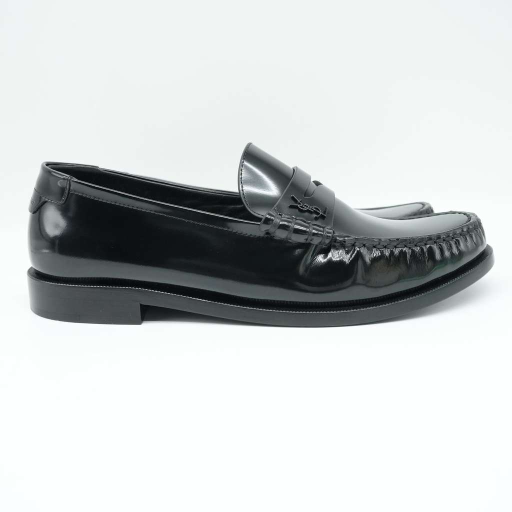 Saint Laurent Penny Loafers Black Leather Size 39.5 - Side view